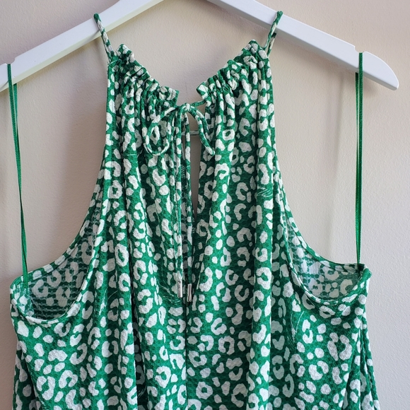 Michael Kors Green Sleeveless Keyhole Halter Style Geometric Print Romper - Picture 9 of 15